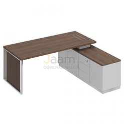 Кабинет руководителя Стол руководителя на опорной тумбе с декоративной вставкой (левый/правый) БР 108